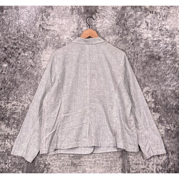 Eileen Fisher Blazer XL Womens Hemp Organic Cotton Lightweight Striped Jacket - Picture 3 of 8